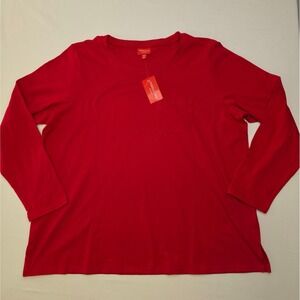 Holiday Lane Women Long Sleeve Pajama Top Red 1X Cozy Soft Sleepwear Lounge‎ NWT
